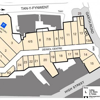 Deiniol Shopping Centre stores plan