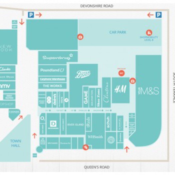 Priory Meadow Shopping Centre stores plan